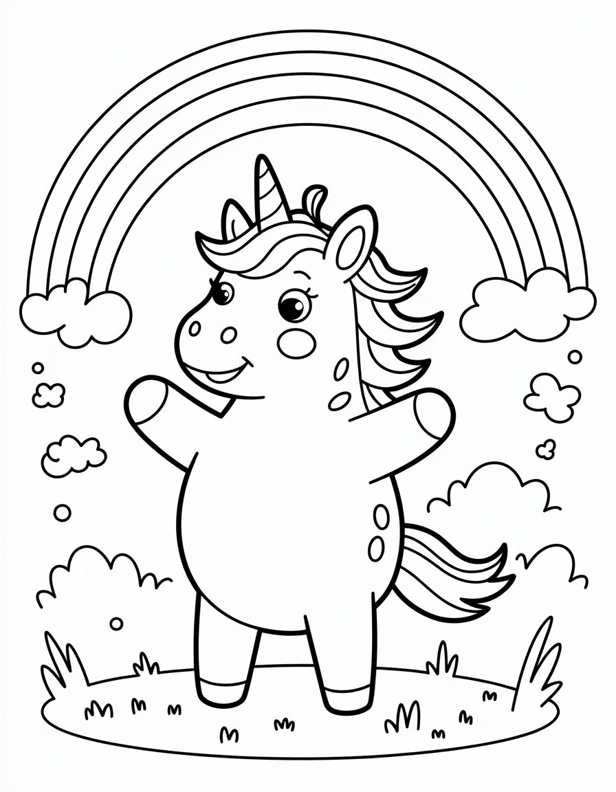 Kawaii Unicorn with Rainbow